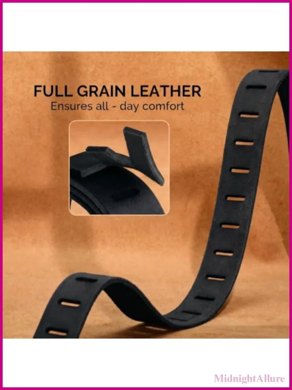 Genuine Leather Belt Western Full-Hole Strap Vintage Gold Buckle 1.5